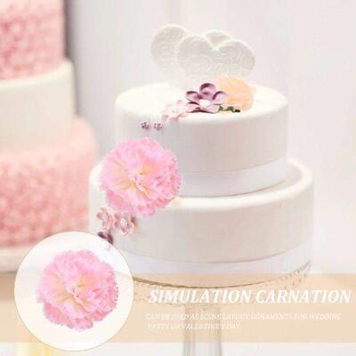 20pcs Carnation Silk Cloth Flower Head 5CM Shallow Pink