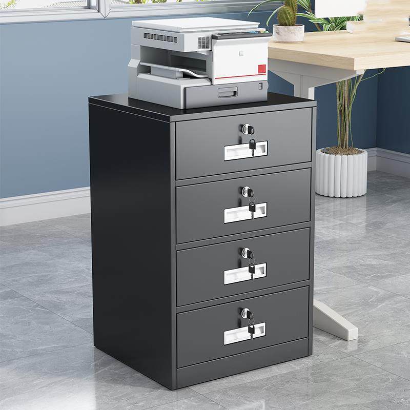办公室文件柜铁皮矮柜资料收纳柜桌下钢制储物柜多抽屉带锁小柜子