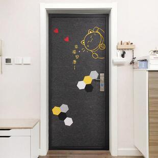 北欧风简约磁吸毛毡门贴磁铁吸附无痕自粘隔音装饰旧门翻新贴纸