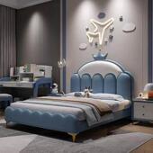 儿童床现代简约1.35米男孩单人床女孩公主床1米2童趣实木软包床