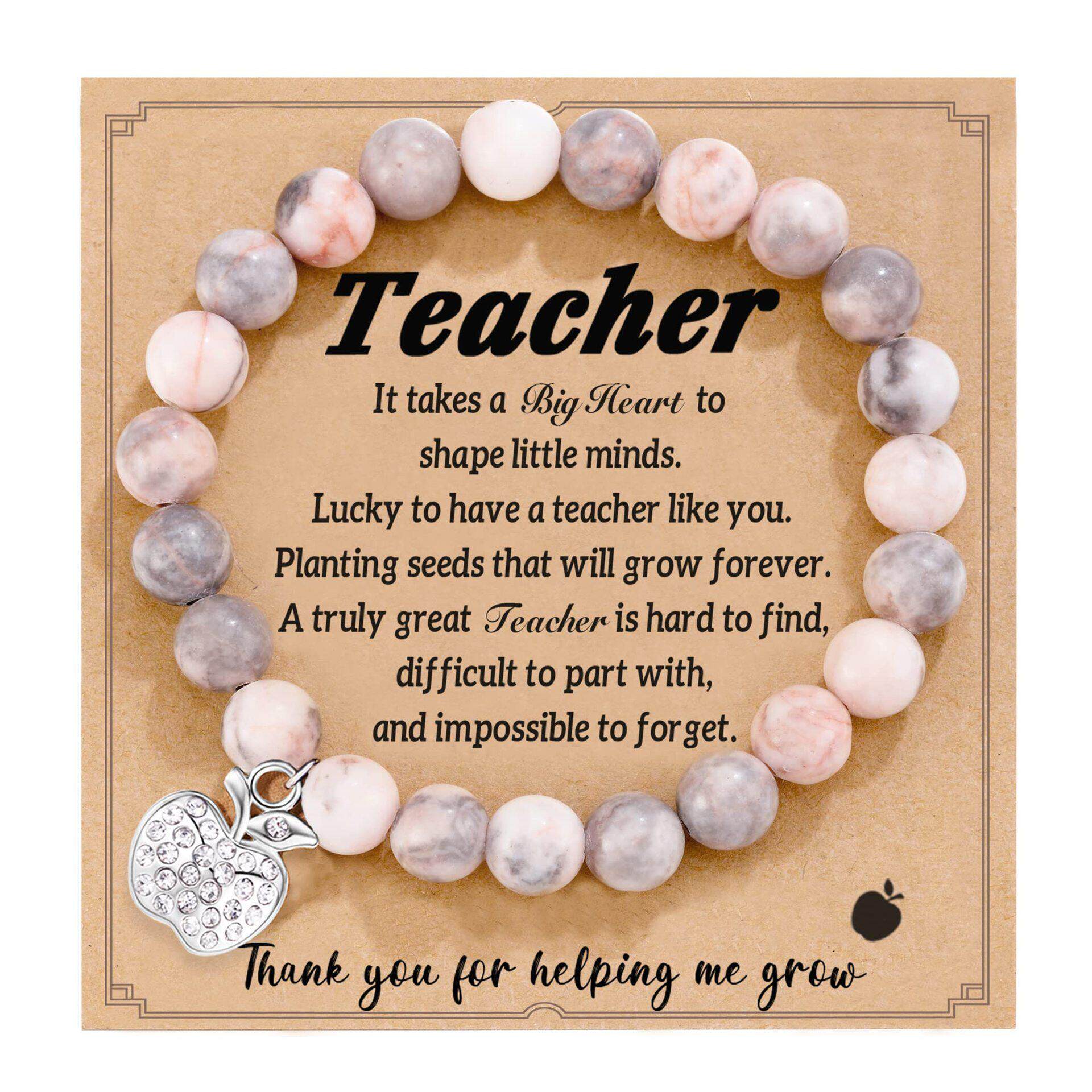 Natural Stone Teacher Bracelet Gifts for Women,thank You - 实物图