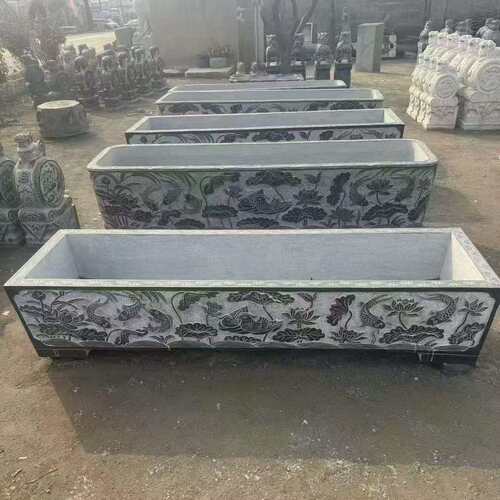 石户外庭院复古花盆庭院摆件石盆流水组合水青石鱼缸养鱼石