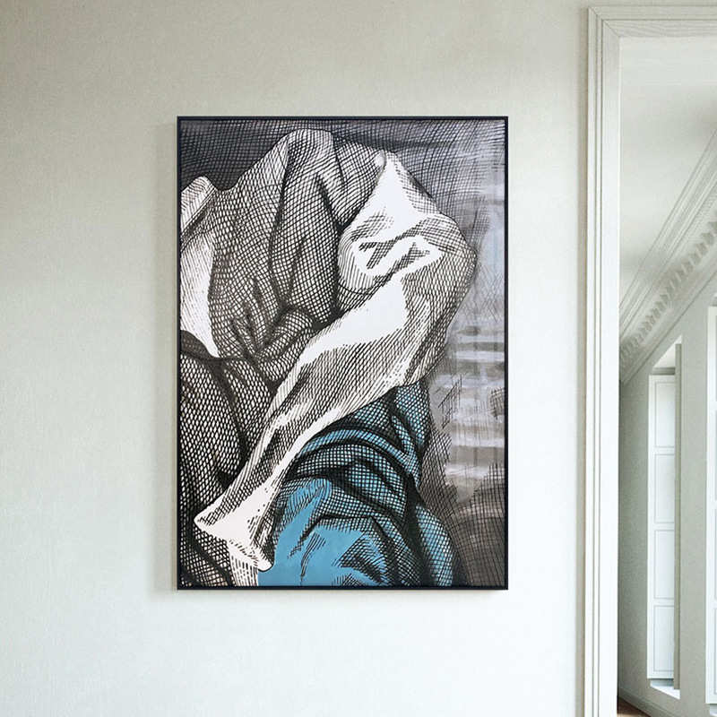 客厅抽象墙沙发人物北欧挂画过道壁画玄关现代竖装饰画背景简约版图片
