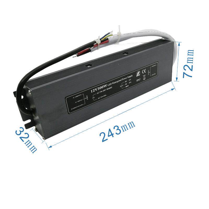 IP68 12V25A300W超薄全防水地理灯开关电源LED工程亮化防水电源