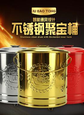 新款特厚聚宝桶不锈钢专用桶家用烧纸钱桶焚化炉元宝烧宝桶