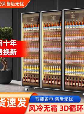 网红啤酒饮料酒水展示柜单双门冷藏商用冰柜酒吧超市三门立式冰箱