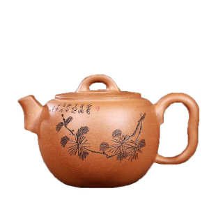 名家原矿降坡竹韵茶壶家用茶具礼品定制 宜兴手工紫砂壶