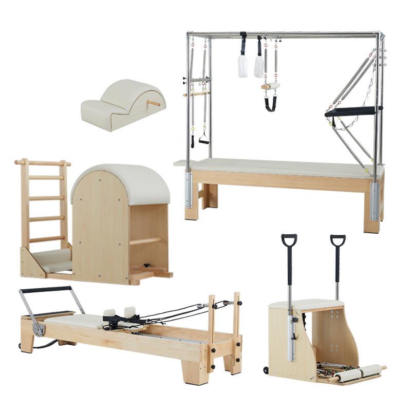 厂家直销热卖瑜伽普拉提白枫木凯迪拉克秋千床普拉提器械五件套