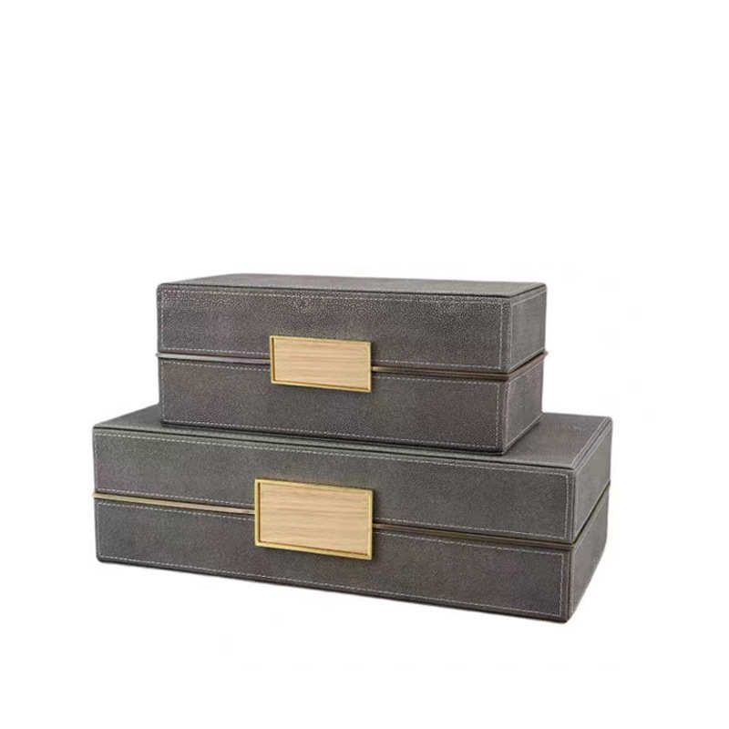 新中式首饰盒摆件样板房别墅酒柜博古架软装饰品现代收纳装饰盒子