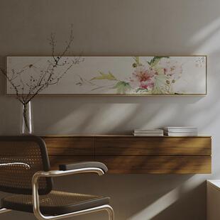 网红陶花仟象映头画新中式卧室装饰卧原木风壁画宋学代美主床挂画