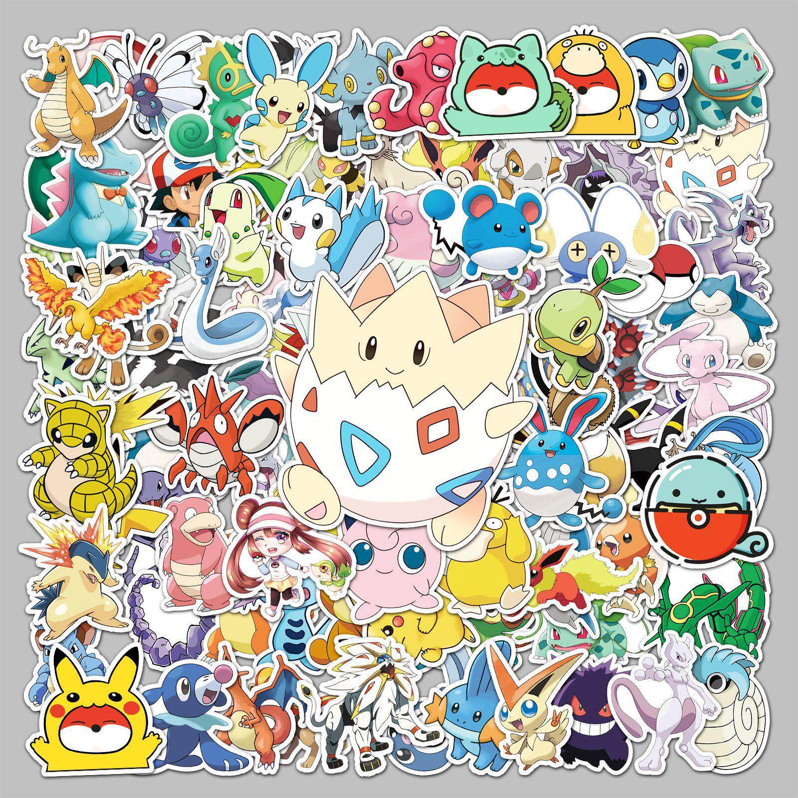 100张神奇宝呗日漫创意涂鸦笔记本电脑行李箱摩托车汽车装饰贴纸