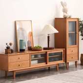 樱桃木实木电视柜北欧原木色小户型日式 橡木现代简约储物客厅地柜