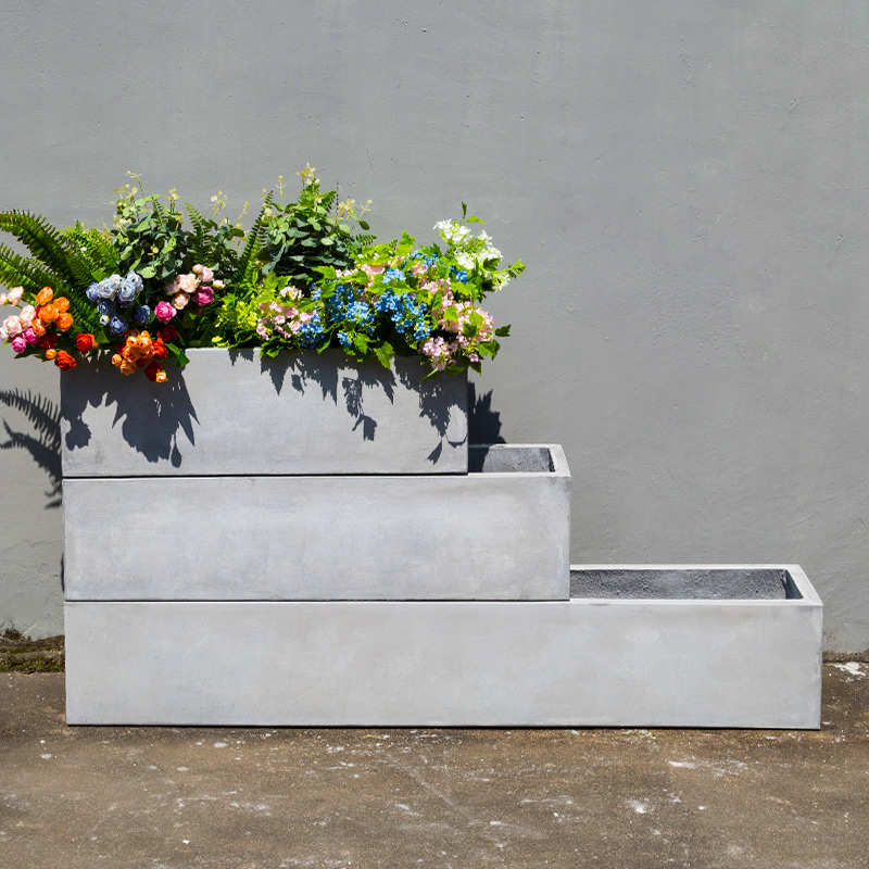 长方形水泥花盆长条镁泥花箱大号马槽花槽绿植柜户外阳台种菜厂家