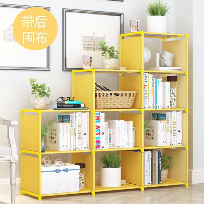 带后围布简易书架置物架落地桌上书柜简约学生儿童宿舍储物收纳柜