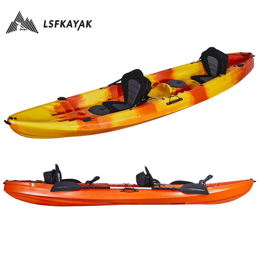 三人平台舟 三人手划艇2+1亲子船 三人船塑料皮划艇 双人船双人艇