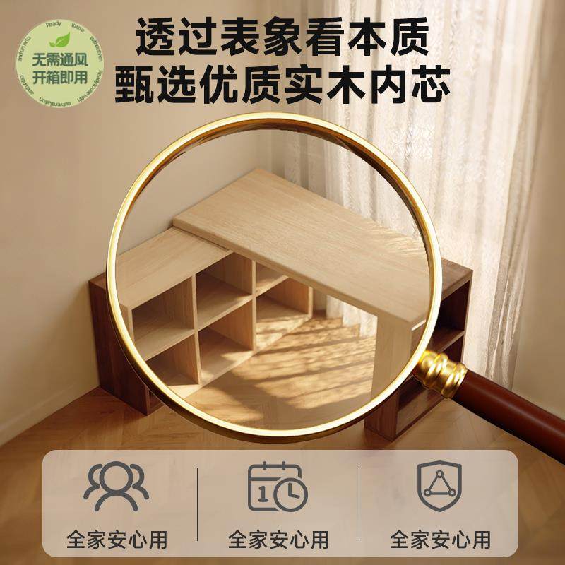 实木l型角书桌拐角书房办公电桌架49书脑柜书一体去客转厅化长桌