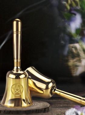 三相月五芒星摆件黄铜手摇铃tarot仪式冥想周边金属铃铛跨境外贸