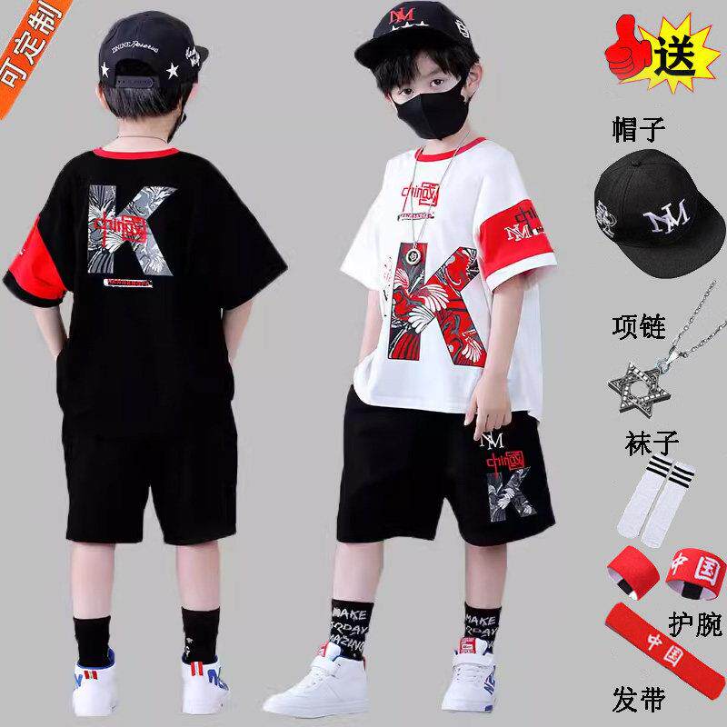 男童夏季套装2026新款童装儿童洋气时髦短袖t桖衣服中大童潮服酷