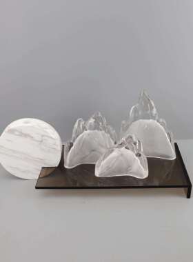 理新中式样玄板房间客厅关柜酒店石艺术品摆件大托盘软083装饰品