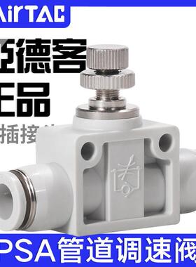 AIRTAC亚德客管道单向节流阀PSA4-6-8-10-12气缸调速阀气动调节阀