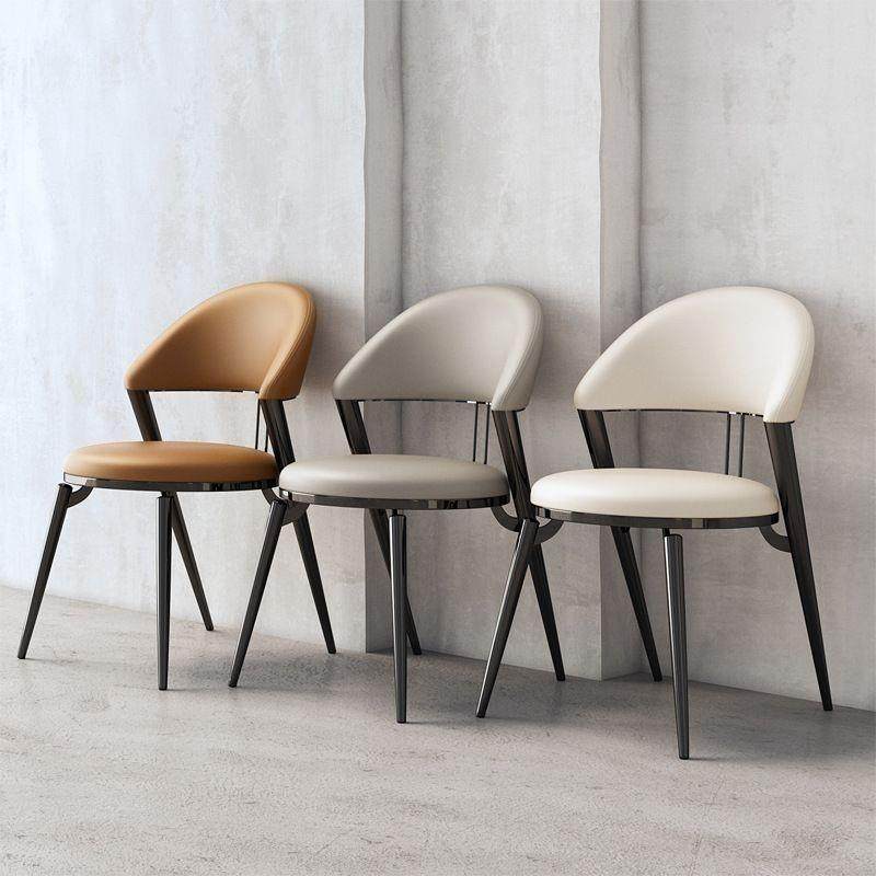 式奢铁餐椅现代意简约餐厅家用轻ALC靠背椅设计师创意休闲艺皮革