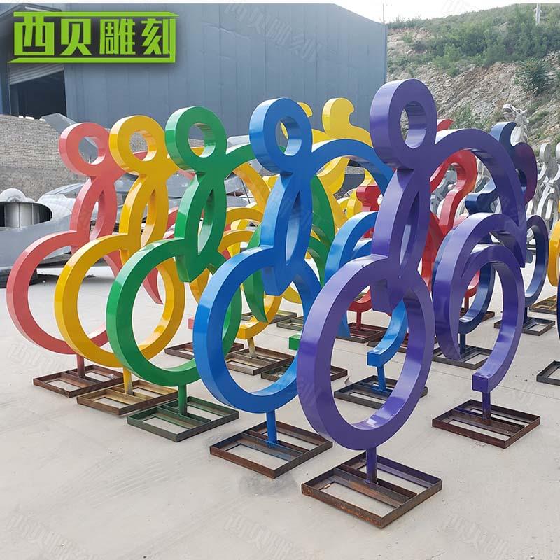 厂家供应 不锈钢骑自行车人物雕塑 量多从优 金属不锈钢运动摆件