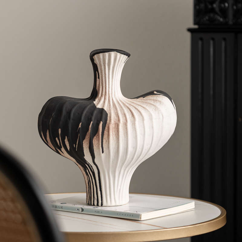 匠十三  侘寂复古陶瓷花瓶装饰品客厅禅意摆件斑驳做旧粗手绘摆件