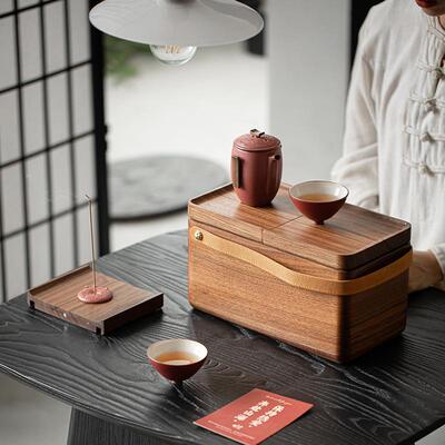 新式中胡桃收木户外旅行茶具茶纳包便携式车载茶壶dat1159杯收纳