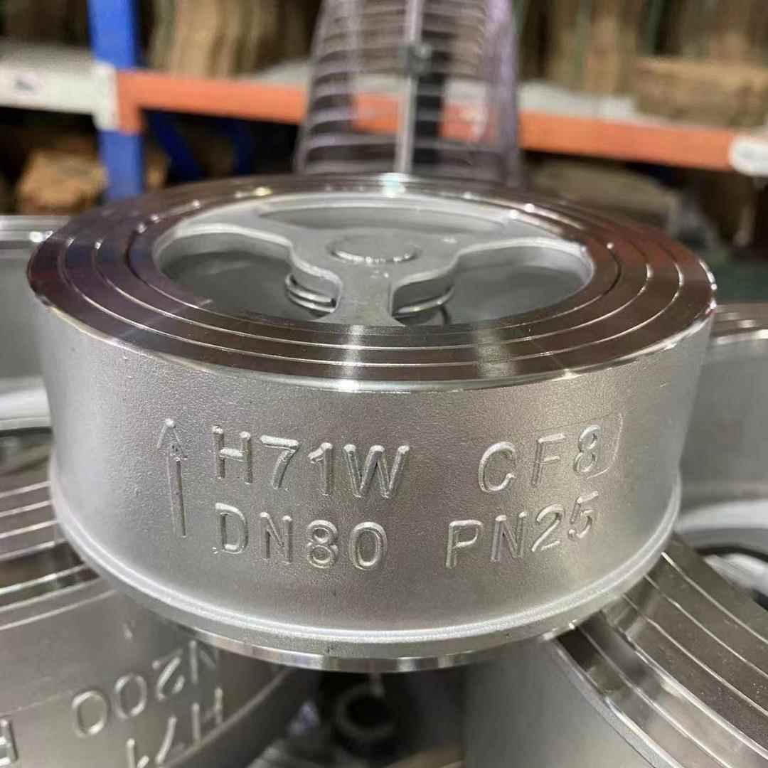H71W-25P不锈钢弹簧升降式止回阀 对夹单向阀 不锈钢CF8止逆阀