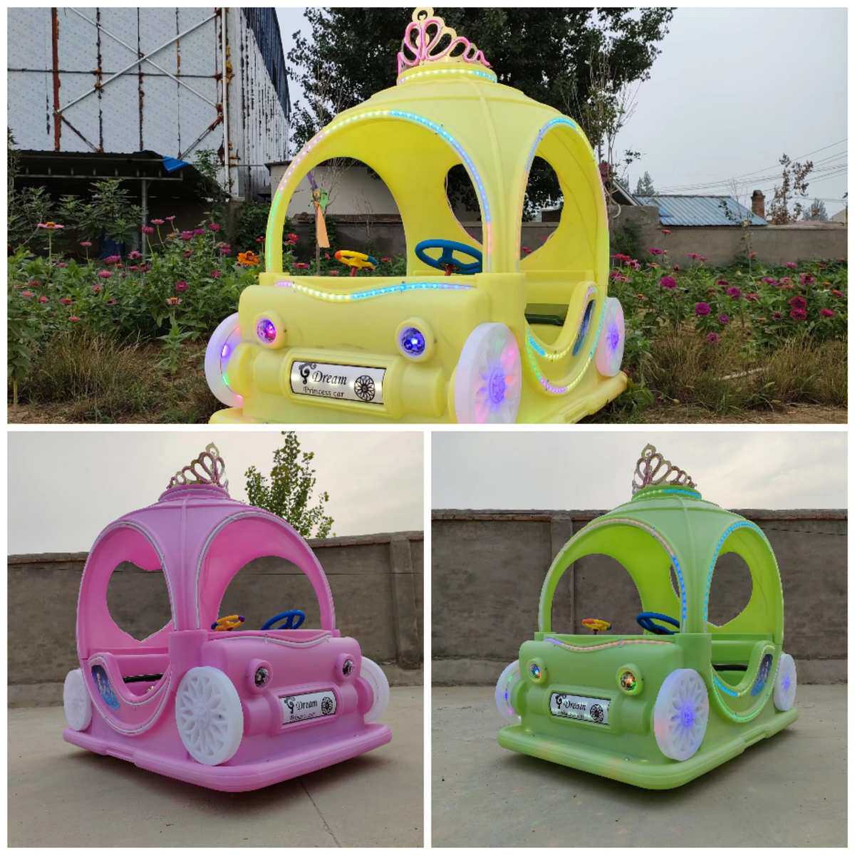 Детская площадка 新款公主花车广场游乐车公园摆摊发光电动碰碰车无动力游乐设备厂