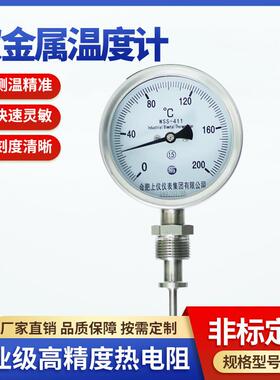 WSS-411双金属温度计0-300℃烤炉温度表工业级径向型合肥仪表