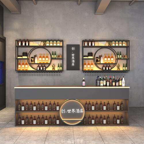 工业风酒吧吧台小酒馆调酒台咖啡奶茶前台清吧收银台烧烤店接待台