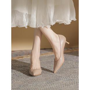 韩国购低跟单鞋女伴娘鞋裸色3cm小跟猫跟高跟鞋女细跟职业工作鞋