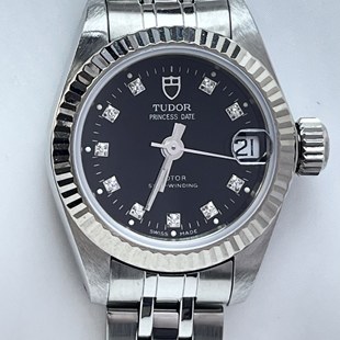 帝舵公主系列18K白金圈自动机械表22MM钻石女表92514 9.8新 经典 款