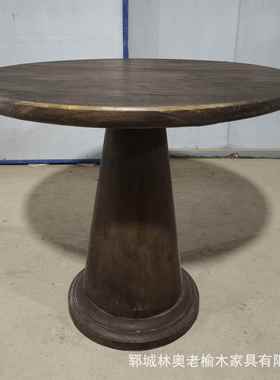 老榆木小圆桌茶小户型沙发边几家用阳代台几现桌RDP实木茶小圆几