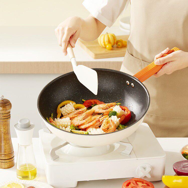 源头工厂直销德世朗精铁不粘锅四件套家用麦饭石涂层不粘锅具套装