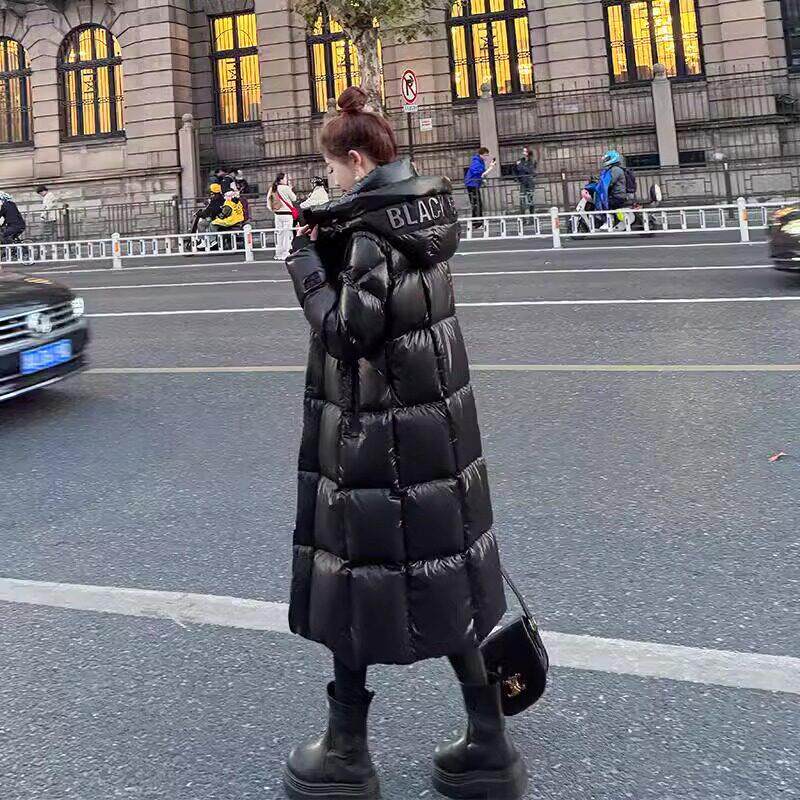 极寒黑色连帽鹅绒羽绒衣女中长2026年冬季新款韩版加厚面包服外套
