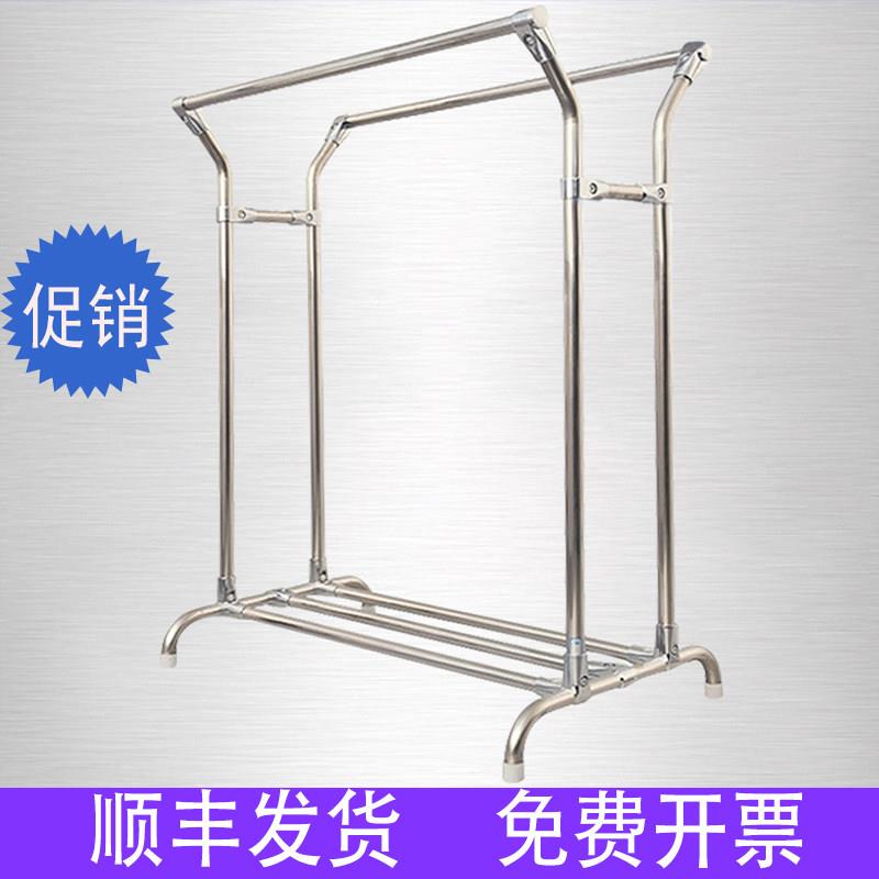 双杆伸缩落地晾衣架不锈钢挂衣架移动晒被杆阳台挂衣杆室外晾衣杆