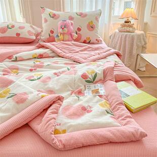 郁见樱桃床单单人凉感 泡泡棉印花夏被四件套 熙宴 2024新款
