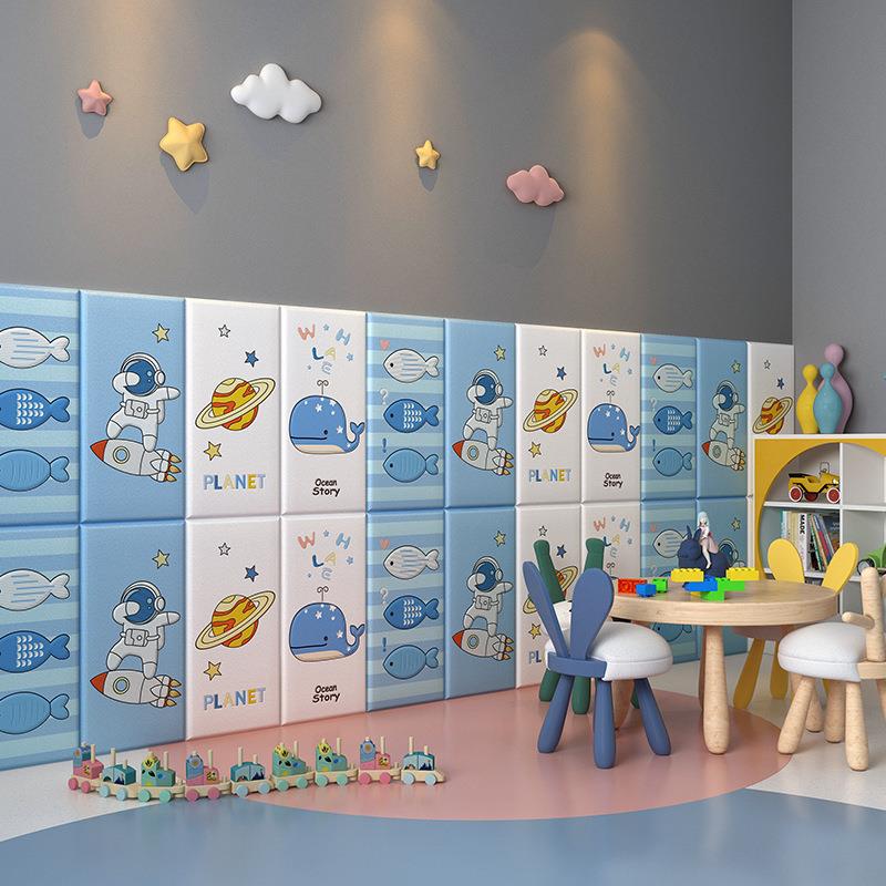 儿童房防撞床头软包自粘3d立体墙贴幼儿园榻榻米卧室墙围加厚靠垫
