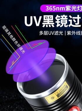 大功率6B40-655nm紫外线手筒鉴酒荧光防伪翡翠猫藓测检UV电黑镜紫