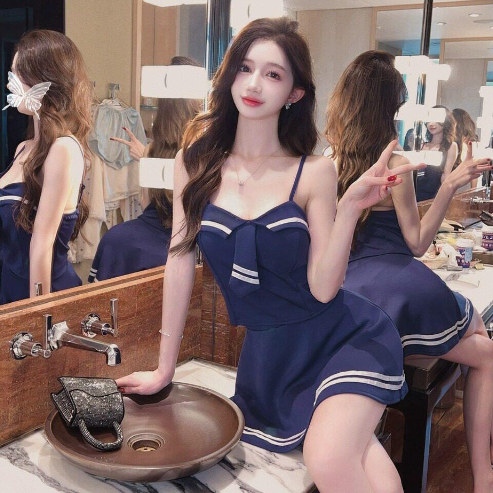 夜场女装酒吧技师工作服性感海军两件式套装吊带上衣+半身裙洋装