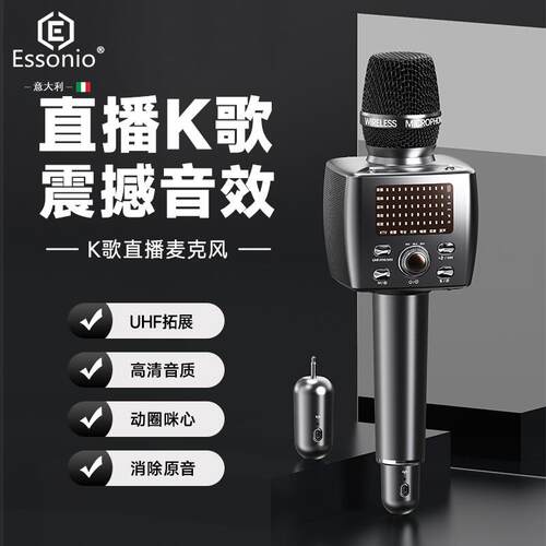 ESSONIO话筒音响一体麦克风唱歌k歌家用户外双喇叭大音量小神器