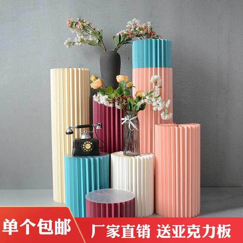 圆柱形折叠展示台纸商场橱窗中岛高低落地陈列展架柜组,文具电教/文化用品/商务用品,笔架,淘宝优惠券,粉丝福利购,淘宝优惠卷