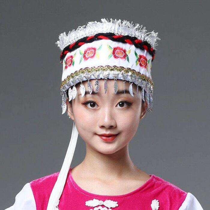 云南少数民族大理白族帽子/五朵金花女士头饰/舞台帽子舞蹈演出帽图片