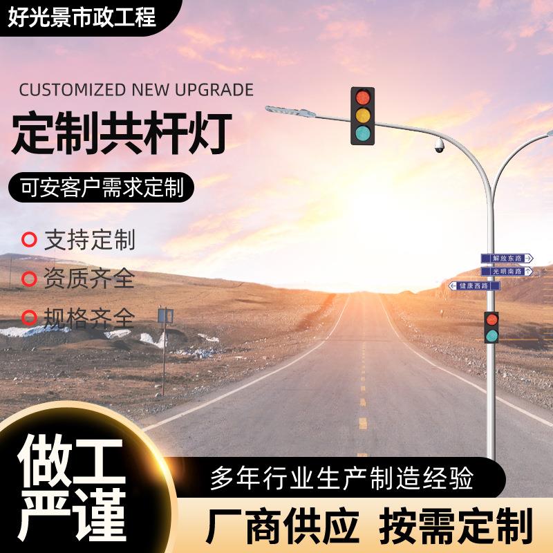 交通标志牌综合共杆路灯道路标识牌双臂交通红绿灯交通指示牌
