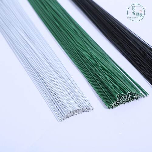 胶包铁丝婚庆花艺diy制作 翻糖烘培包塑花杆 包胶黑白绿铁丝扎丝