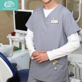 高档口腔科医生内工作牙服搭科手术衣刷手服护色士服打底衫 白 长袖