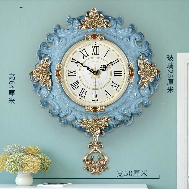 欧美复古田园挂钟现代客厅壁钟简约创意石英钟表时钟厂价批发