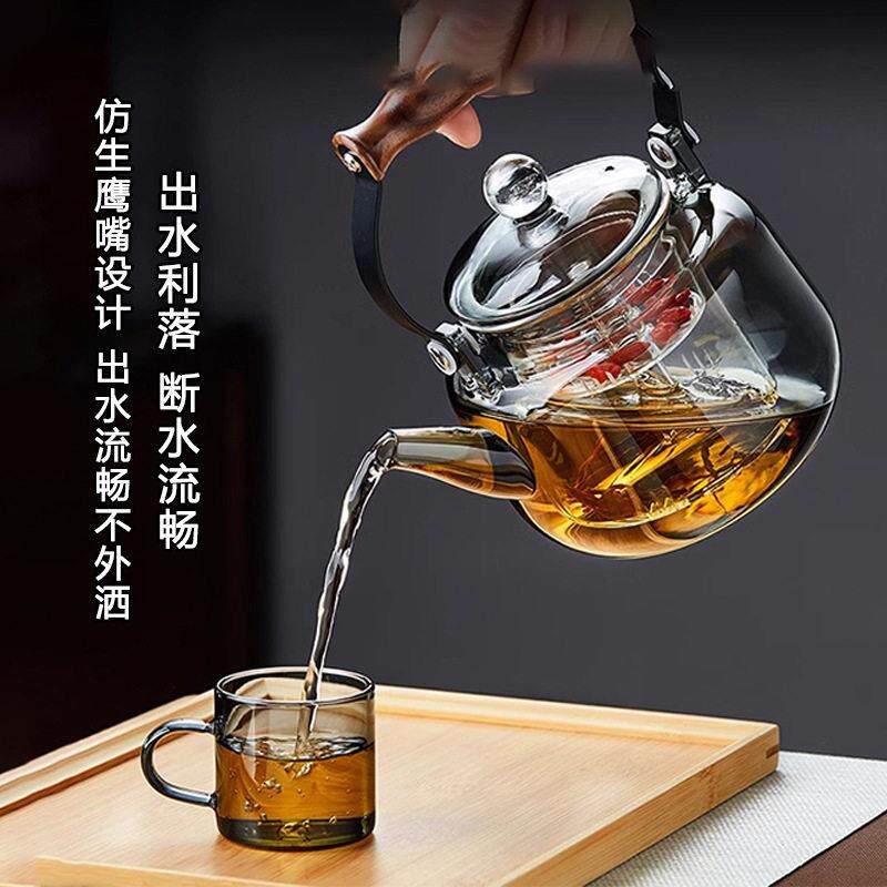 耐热玻璃提梁壶蒸煮两用茶壶耐温大容量家用泡茶器电陶炉专用壶